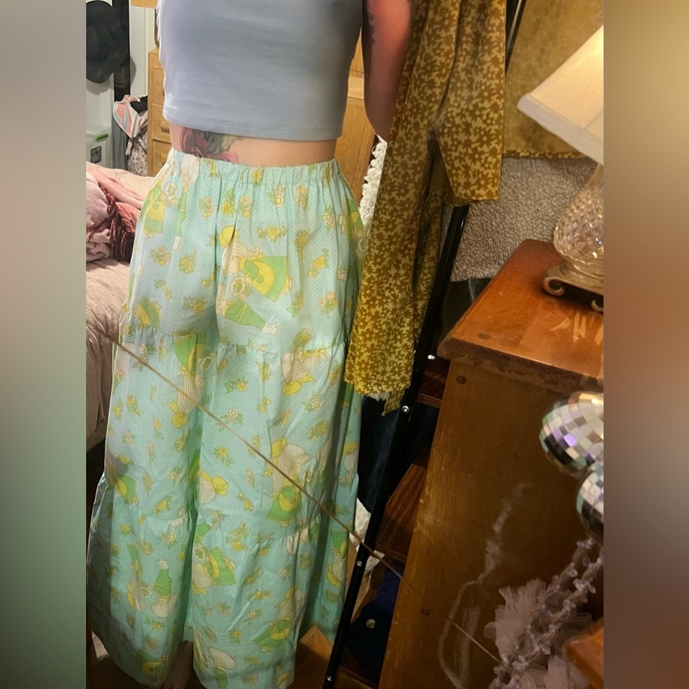 HANDMADE 70s vintage boho maxi prairie skirt